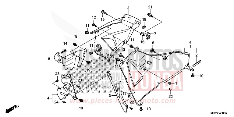 MIDDLE COWL/LOWER COWL (R.) for CBR600RR GRAPHITE BLACK (NHB01) from 2013