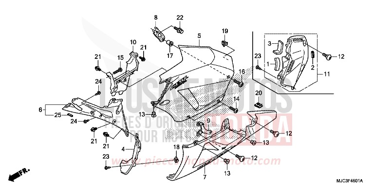 MIDDLE COWL/LOWER COWL (L.) for CBR600RR GRAPHITE BLACK (NHB01) from 2013