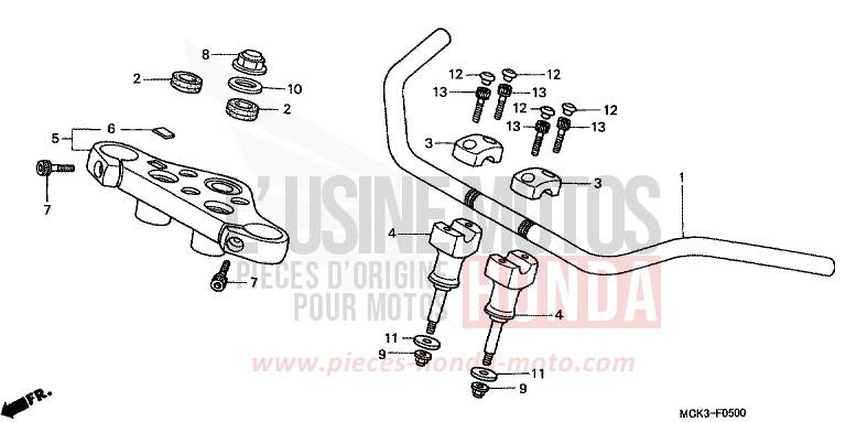 HANDLE PIPE/TOP BRIDGE for Shadow BLACK (NH1) from 2002
