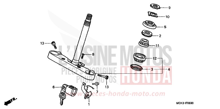STEERING STEM for Shadow BLACK (NH1) from 2002