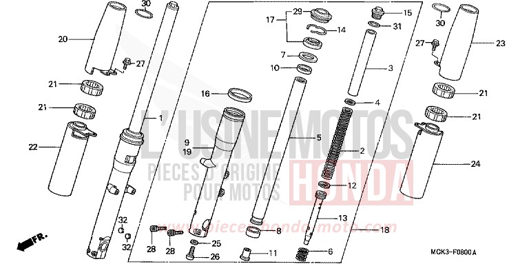 FRONT FORK for Shadow BLACK (NH1) from 2002