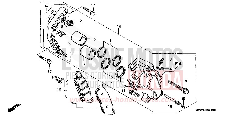 FRONT BRAKE CALIPER for Shadow BLACK (NH1) from 2002