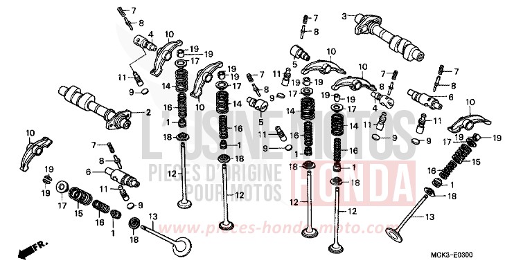 CAMSHAFT/VALVE for Shadow PEARL SUNBURST ORANGE (YR232) from 2002