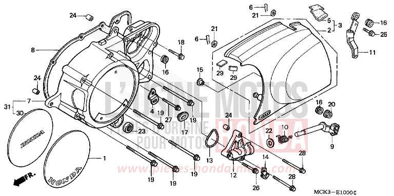 LEFT CRANKCASE COVER for Shadow PEARL SUNBURST ORANGE (YR232) from 2002