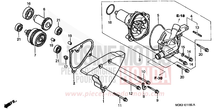 WATER PUMP for Shadow PEARL SUNBURST ORANGE (YR232) from 2002
