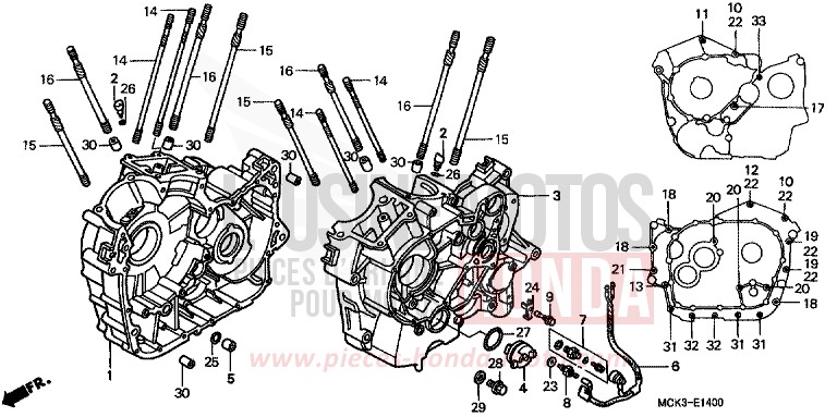 CRANKCASE for Shadow PEARL SUNBURST ORANGE (YR232) from 2002