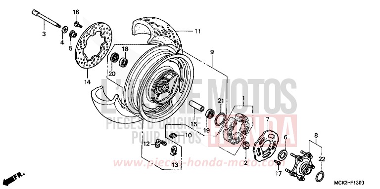 REAR WHEEL for Shadow PEARL SUNBURST ORANGE (YR232) from 2002