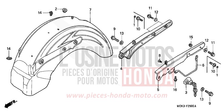 REAR FENDER for Shadow PEARL SUNBURST ORANGE (YR232) from 2002