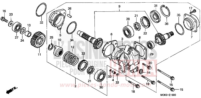 ALBERO TRASVERSALE per Shadow REARL SEDONA RED (R223) del 2002