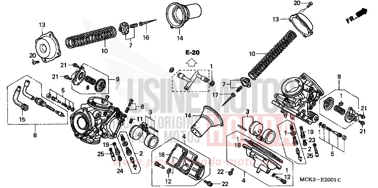 CARBURETOR (COMPONENT PARTS) for Shadow REARL SEDONA RED (R223) from 2002