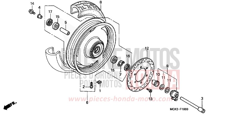 FRONT WHEEL for Shadow REARL SEDONA RED (R223) from 2002