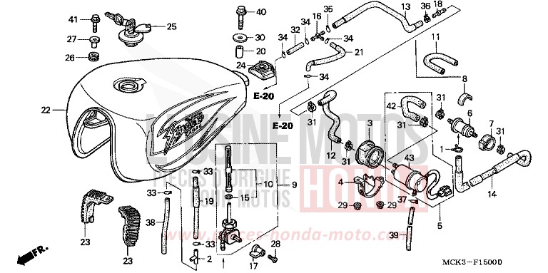 FUEL TANK/FUEL PUMP for Shadow REARL SEDONA RED (R223) from 2002