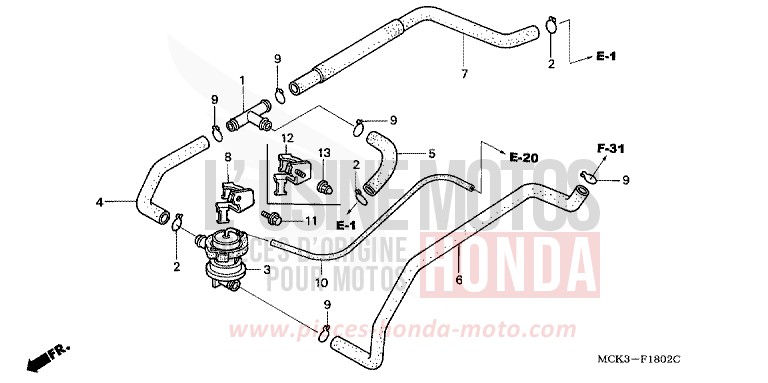 AIR INJECTION CONTROL VALVE for Shadow REARL SEDONA RED (R223) from 2002