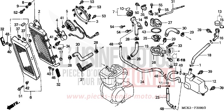RADIATORE per Shadow REARL SEDONA RED (R223) del 2002