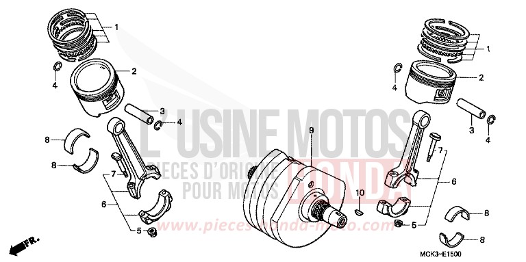 CRANKSHAFT/PISTON for Shadow STREAM SILVER METALLIC (NH469) from 2002
