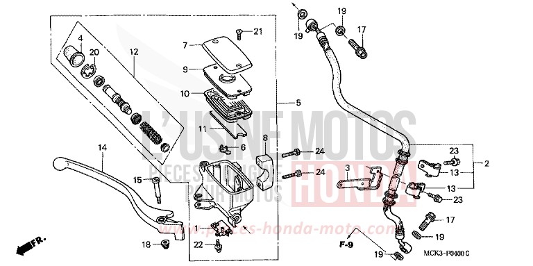 FR. BRAKE MASTER CYLINDER for Shadow STREAM SILVER METALLIC (NH469) from 2002