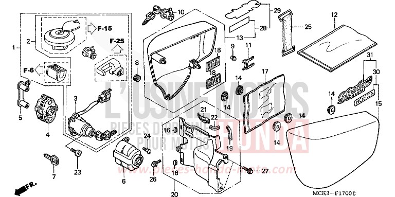 SIDE COVER/KEY SET for Shadow STREAM SILVER METALLIC (NH469) from 2002