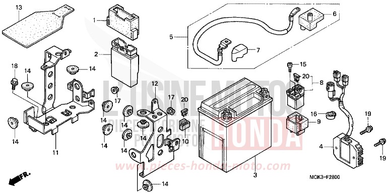 BATTERY for Shadow STREAM SILVER METALLIC (NH469) from 2002