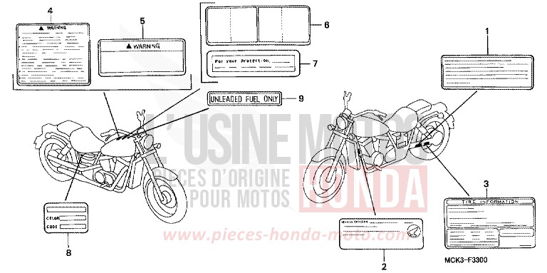 CAUTION LABEL for Shadow STREAM SILVER METALLIC (NH469) from 2002