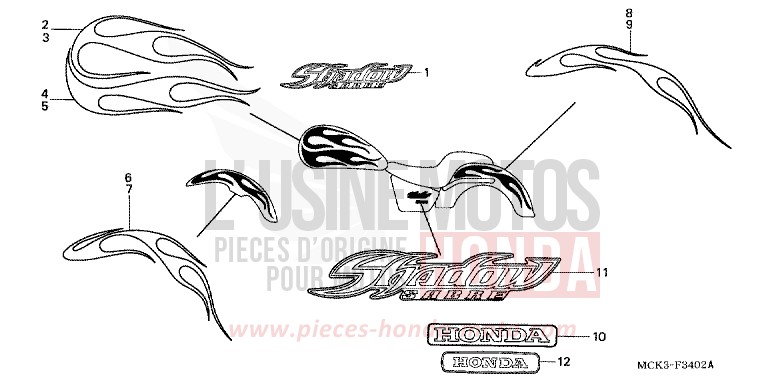 STRIPE/MARK (VT1100C22/3/4/5) for Shadow STREAM SILVER METALLIC (NH469) from 2002