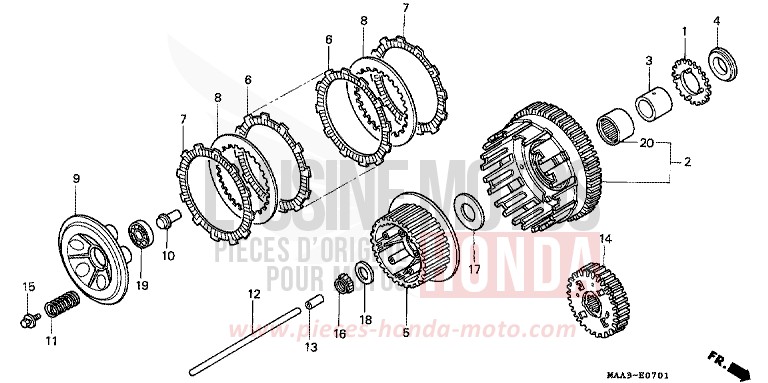 CLUTCH (VT1100CV/VW/V2) for Shadow BLACK (NH1G) from 1995