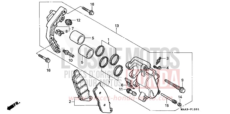 FRONT BRAKE CALIPER (VT1100C2) for Shadow BLACK (NH1G) from 1995
