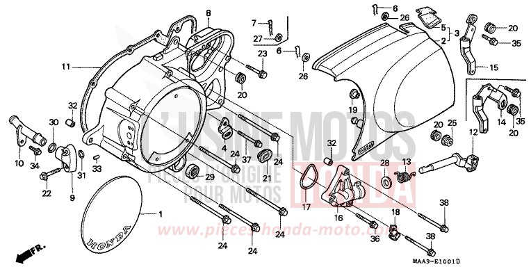 LEFT CRANKCASE COVER (VT1100CV/CW/C2) for Shadow BLACK (NH1K) from 1995