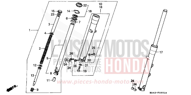 FRONT FORK (VT1100C2) for Shadow BLACK (NH1K) from 1995