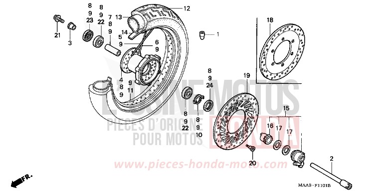 FRONT WHEEL (VT1100C2) for Shadow BLACK (NH1K) from 1996
