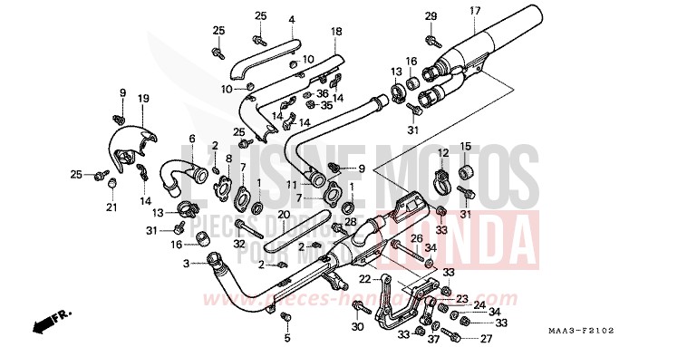 EXHAUST MUFFLER (VT1100C2) for Shadow BLACK (NH1K) from 1996