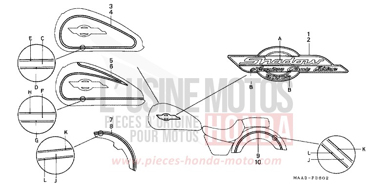 STRIPE/MARK (VT1100C2) for Shadow BLACK (NH1K) from 1996