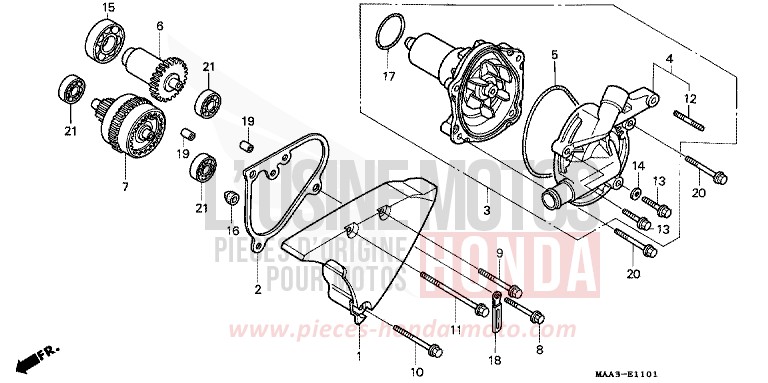 WATER PUMP (VT1100CV/CW/C2) for Shadow PEARL ROYAL MAGENTA (RP151A) from 1996