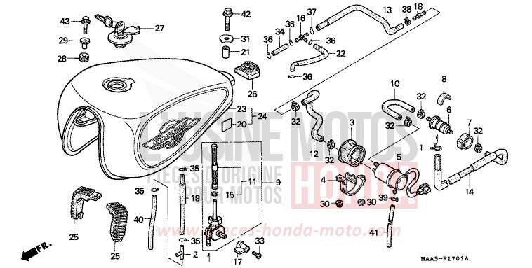 FUEL TANK/FUEL PUMP (VT1100CV/CW/C2) for Shadow PEARL ROYAL MAGENTA (RP151A) from 1996