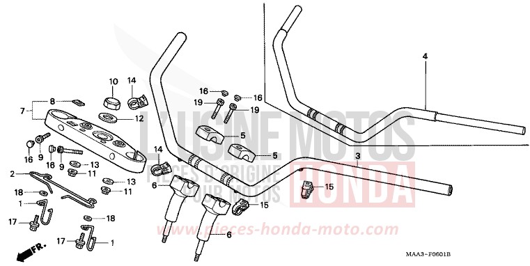 HANDLE PIPE/TOP BRIDGE (VT1100C2) for Shadow BLACK (NH1QA) from 1997