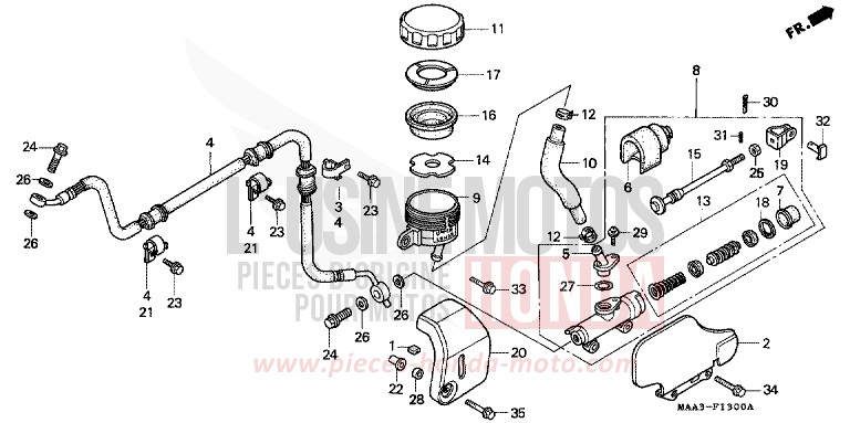 REAR BRAKE MASTER CYLINDER (VT1100C2) for Shadow BLACK (NH1QA) from 1997