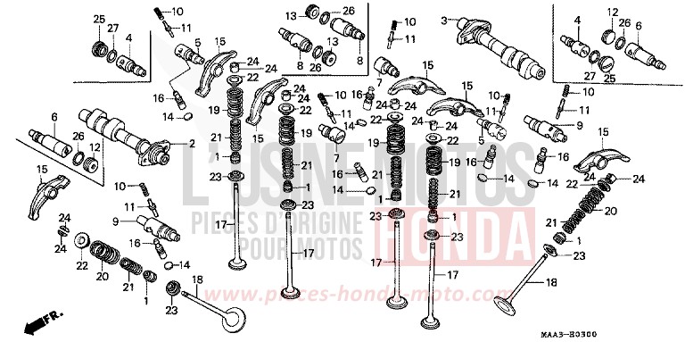 CAMSHAFT/VALVE for Shadow PEARL HOD ROD YELLOW (Y130A) from 1997