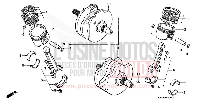 CRANKSHAFT/PISTON for Shadow PEARL HOD ROD YELLOW (Y130A) from 1997