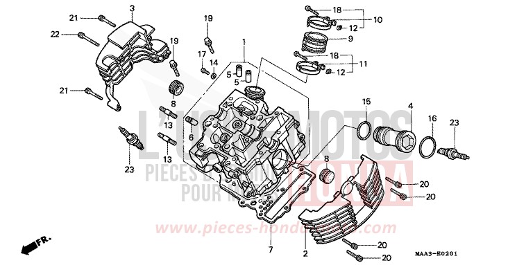 CYLINDER HEAD (FRONT) (VT1100CV/CW/C2) for Shadow REARL SEDONA RED (R223Q) from 1997
