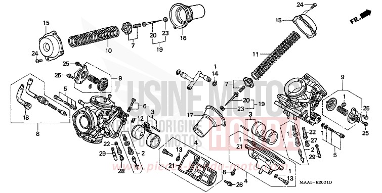 CARBURETOR (COMPONENT PARTS) for Shadow REARL SEDONA RED (R223Q) from 1997