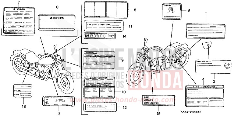 CAUTION LABEL (VT1100C2) for Shadow REARL SEDONA RED (R223Q) from 1997