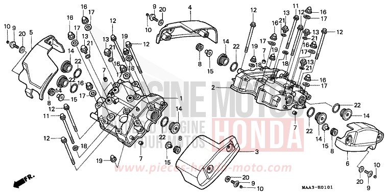 CYLINDER HEAD COVER (VT1100CV/CW/C2) for Shadow REARL SEDONA RED (R223U) from 1998
