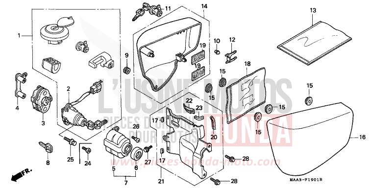 SIDE COVER/KEY SET (VT1100C2) for Shadow REARL SEDONA RED (R223U) from 1998