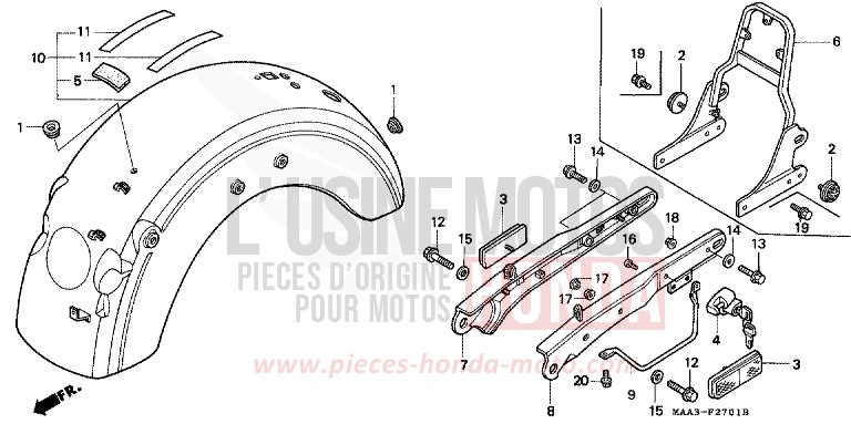 REAR FENDER (VT1100C2) for Shadow REARL SEDONA RED (R223U) from 1998