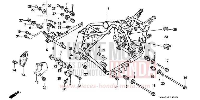 FRAME BODY (VT1100C2) for Shadow REARL SEDONA RED (R223U) from 1998