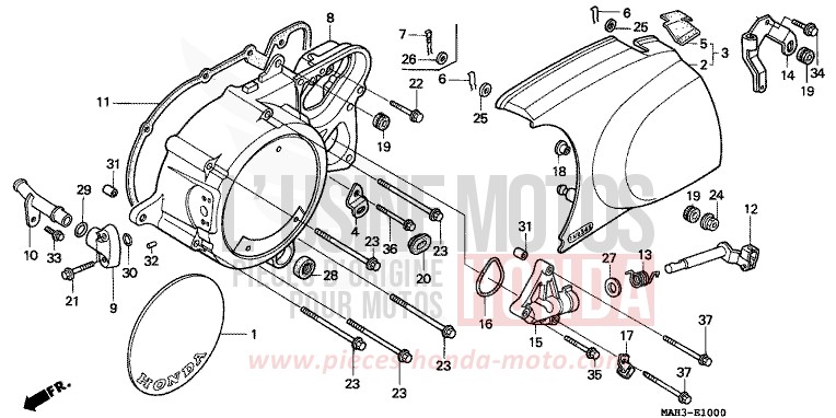 LEFT CRANKCASE COVER for Shadow BLACK (NH1) from 1999