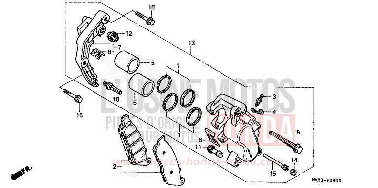 FRONT BRAKE CALIPER for Shadow BLACK (NH1) from 1999