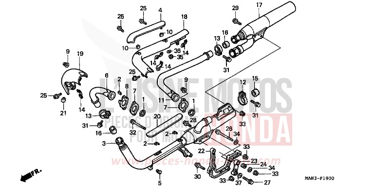 EXHAUST MUFFLER for Shadow BLACK (NH1) from 1999