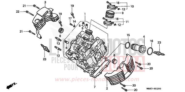 CYLINDER HEAD (FRONT) for Shadow REARL SEDONA RED (R223) from 1999