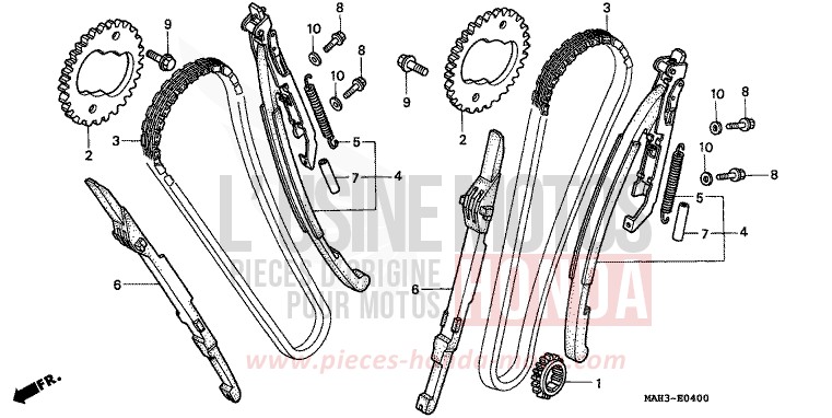 CAM CHAIN/TENSIONER for Shadow REARL SEDONA RED (R223) from 1999