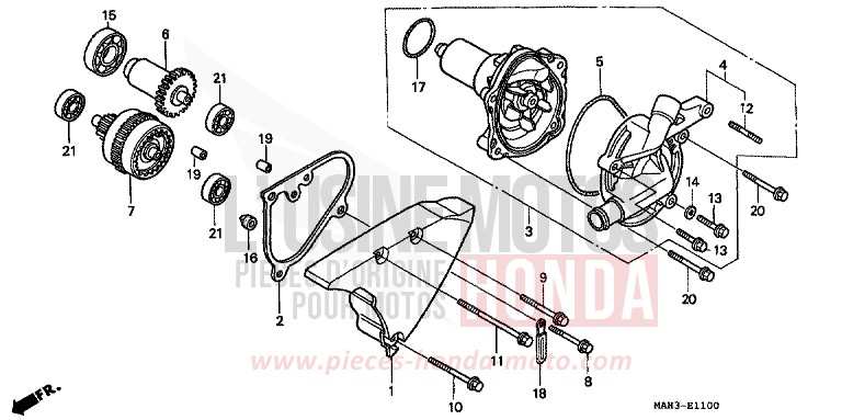 POMPA ACQUA per Shadow REARL SEDONA RED (R223) del 1999